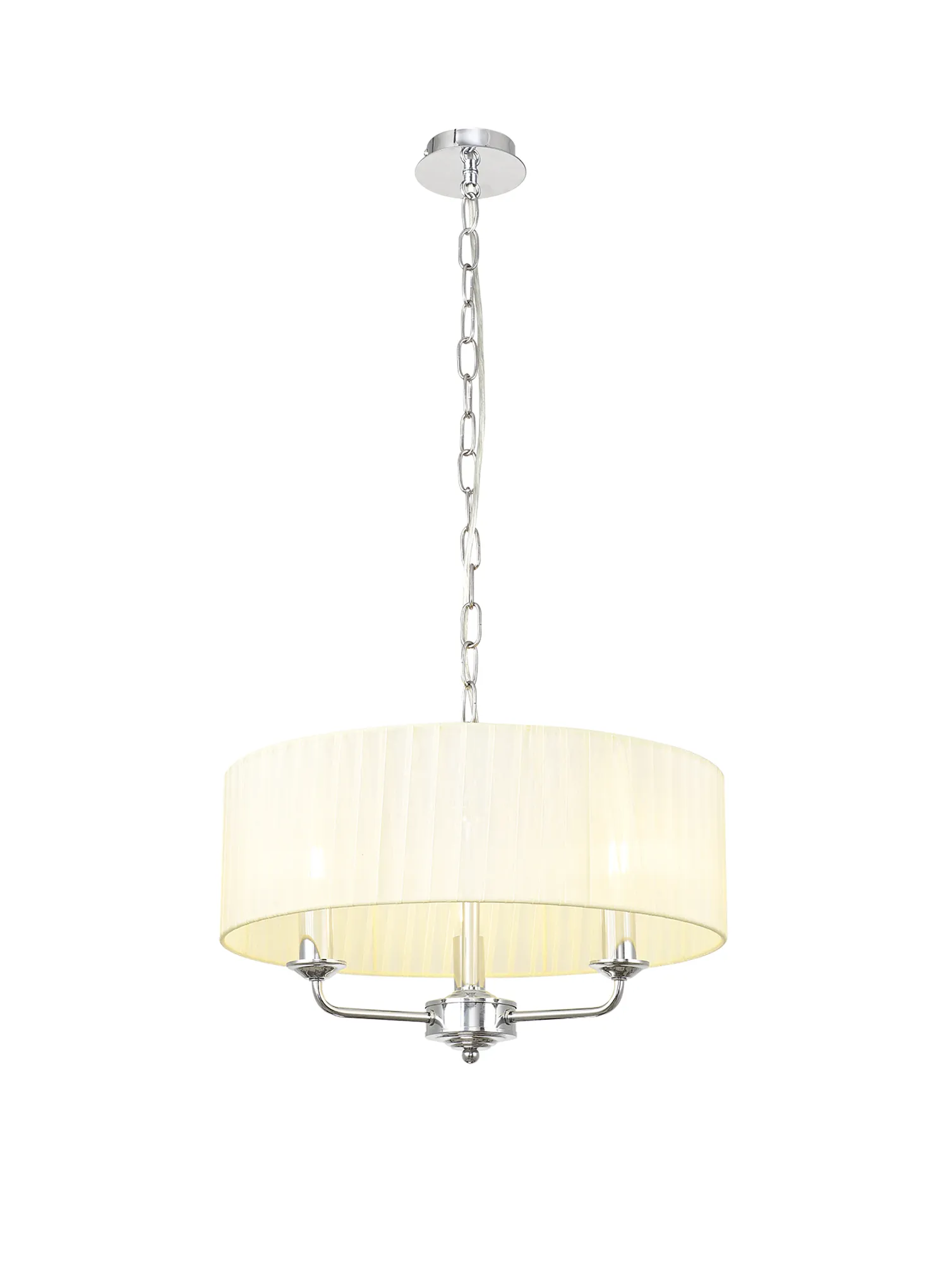 DK0857  Banyan 45cm 3 Light Pendant Polished Chrome, Cream